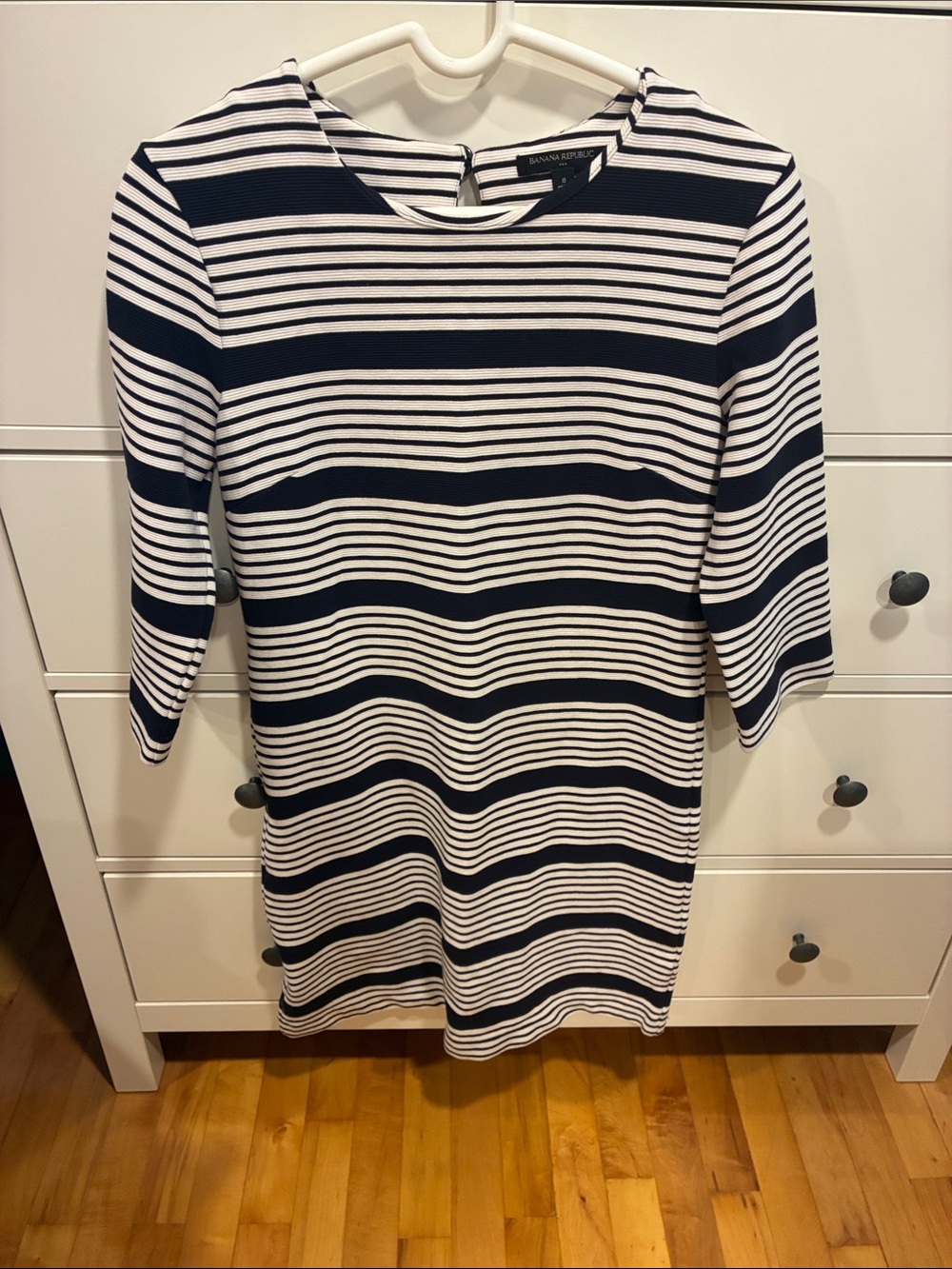 Banana Republic Navy and White Striped Short Dress